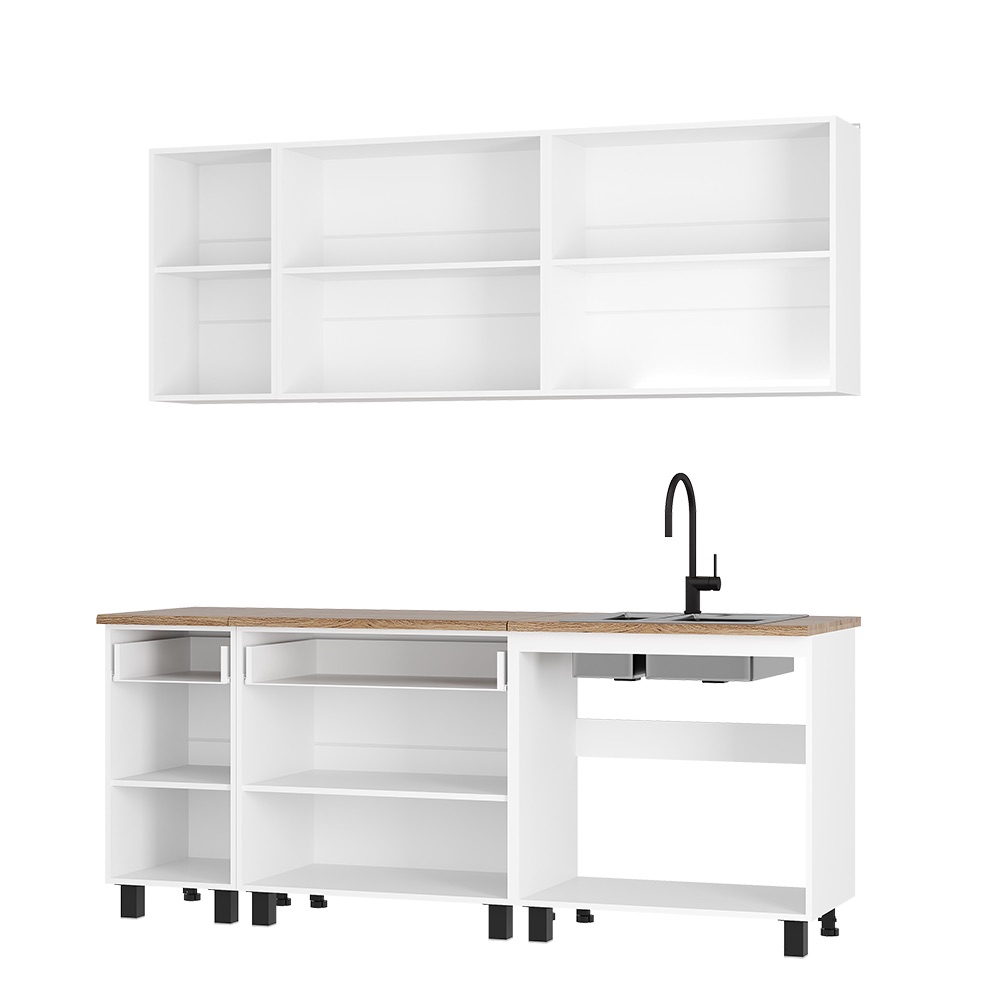 2,00 "Монтана" Кухня ЛДСП Белый/графит/дуб кера