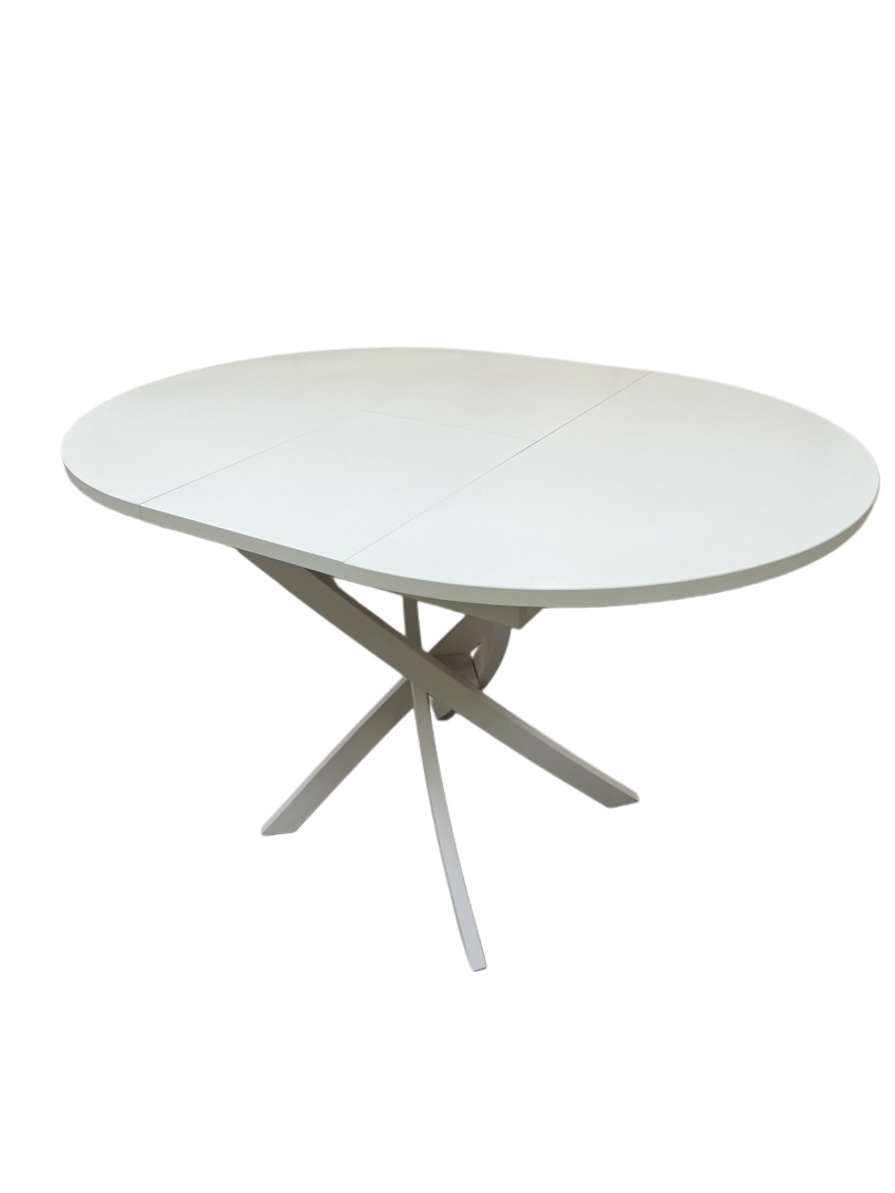 "Норд" Стол царговый раздвижной "Бабочка" 320мм (белый матовый) Пластик (Мрамор белый (кромка белая))