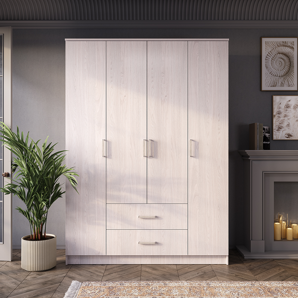 "Титан" шкаф 4-х створчатый Ясень белый