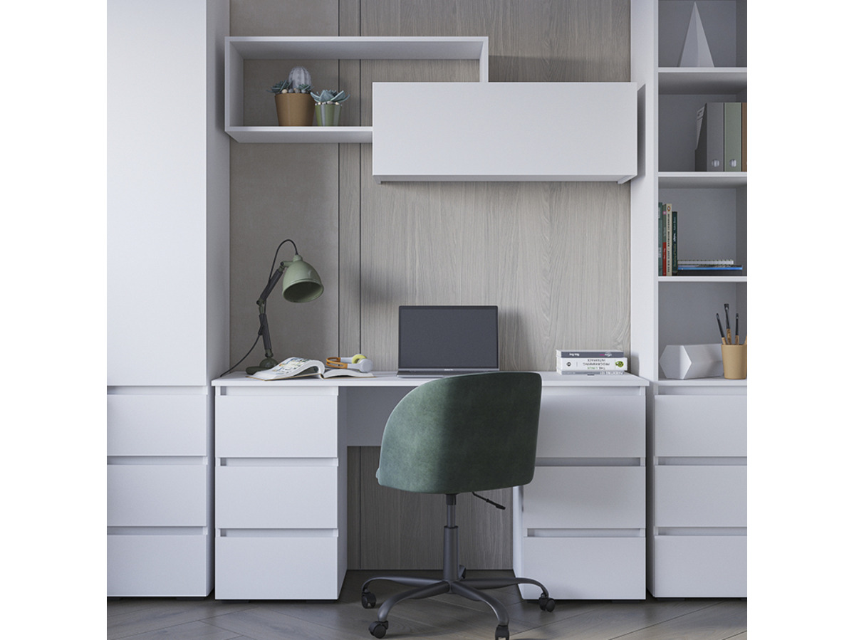 ХЕЛЕН ПС 02 Письменный стол (1,420х0,730х0,500)ФАСАД БЕЛЫЙ/КОРПУС БЕЛЫЙ