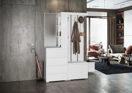 ХЕЛЕН ПР-01 Прихожая (1,260х1,980х0,353) ФАСАД БЕЛЫЙ/ КОРПУС БЕЛЫЙ