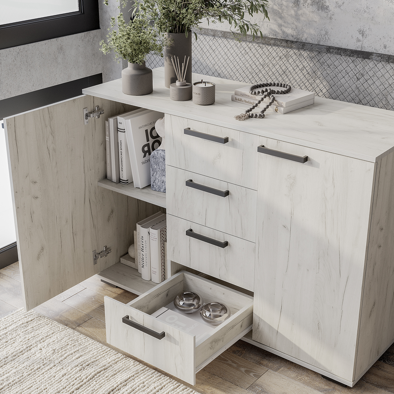 "Стандарт №2" Комод (Дуб крафт белый) 