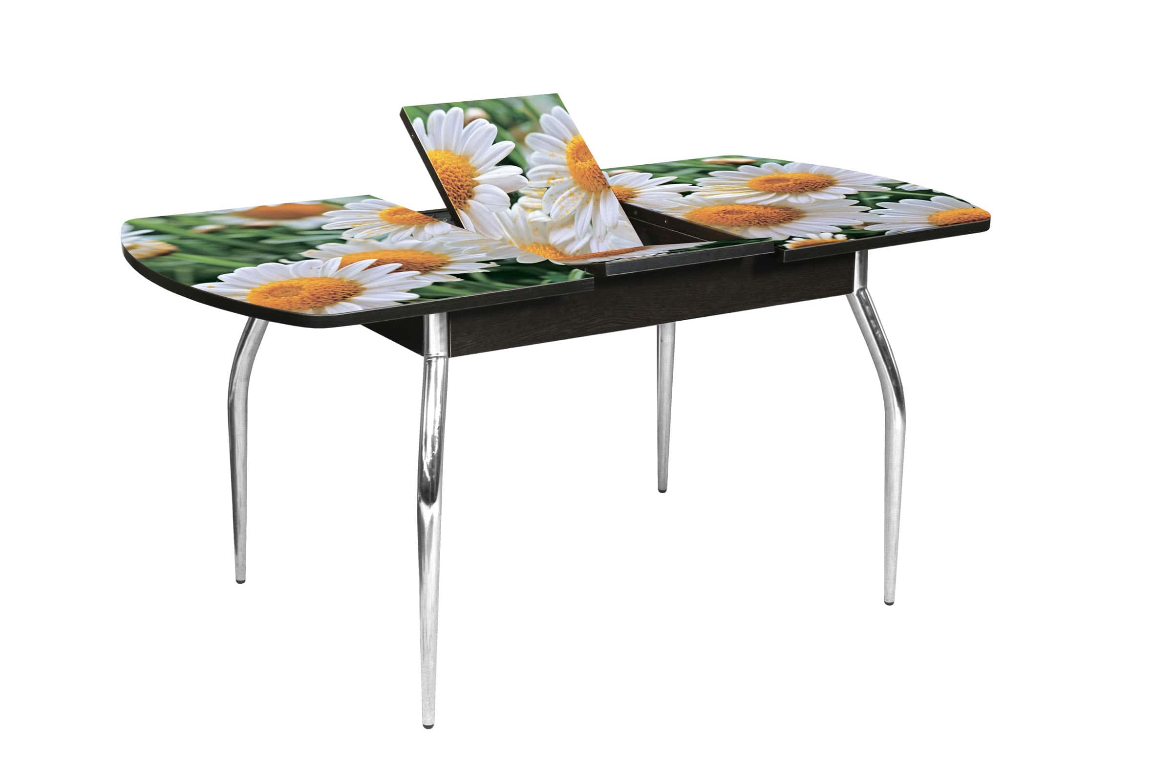 "Грация 1,55" Стол  раздв.(1,2*1,55*0,8)МАТОВЫЙ  ХРОМ (ВЕНГЕ) Опора изогнутая  (107246480)