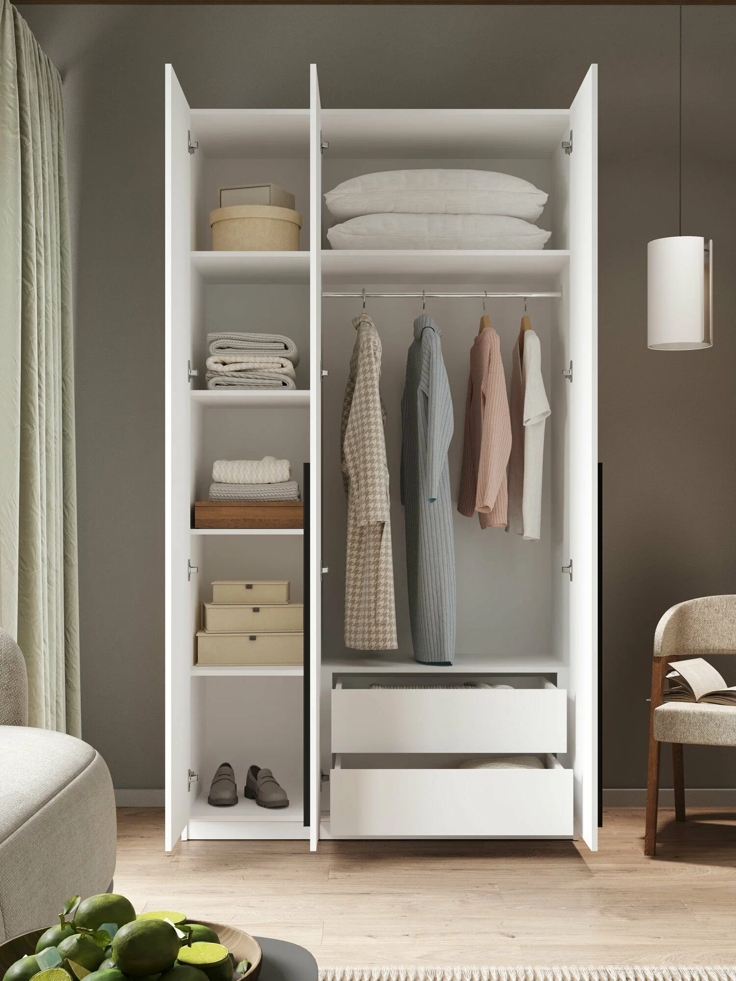 Даллас Шкаф-1350  Цемент светлый   1350*500*2300