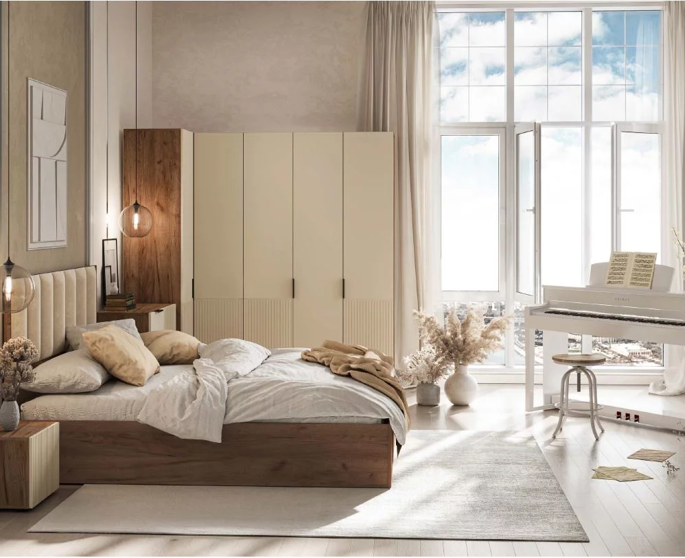 СОНАТА ШК 05 Шкаф угловой (865х2100х865)Фасад МДФ МОНО КЕРАМИКА/Корпус ДУБ КРАФТ ТАБАЧНЫЙ