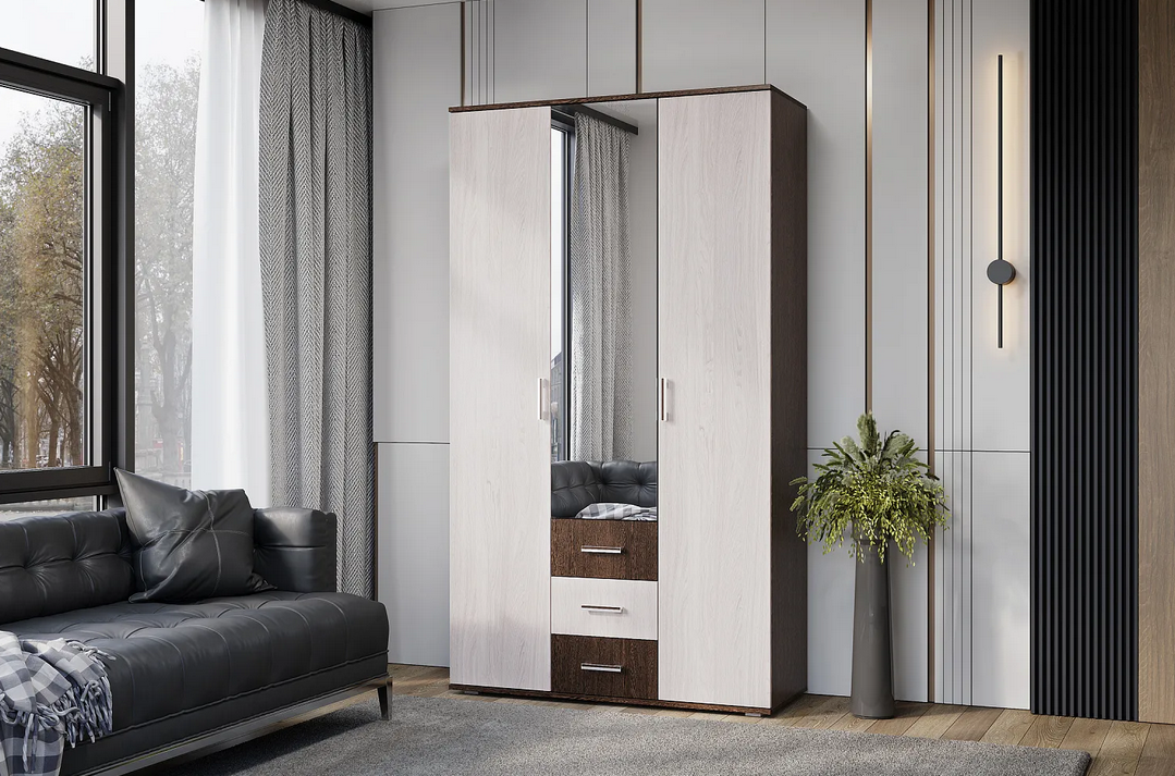 "Белла" Шкаф 3-х ств. Венге/Ясень белый  