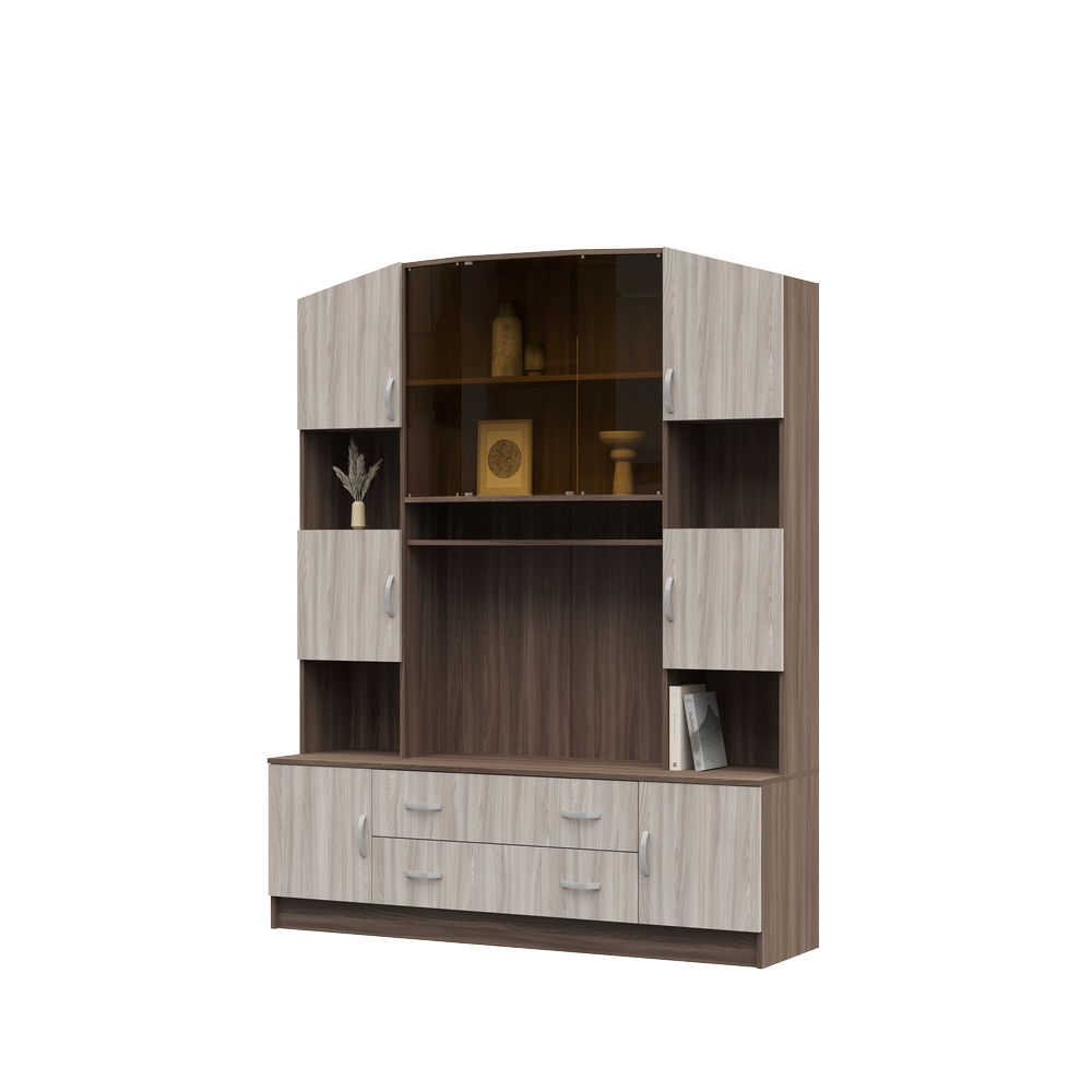 Гостиная МАКАРЕНА ЛДСП ТВ 301 центр секция (1,6х2,004х0,44/ТВ 0,852х0,648) фасад ШИМО СВЕТЛ/корпус Ш