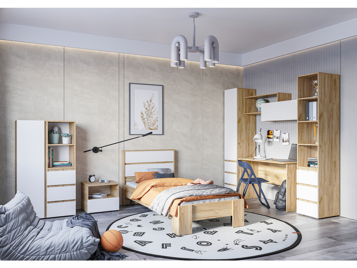 ХЕЛЕН ПН 03 Пенал закрытый (0,400х2,100х0,460)ФАСАД БЕЛЫЙ/КОРПУС ДУБ КРАФТ ЗОЛОТО