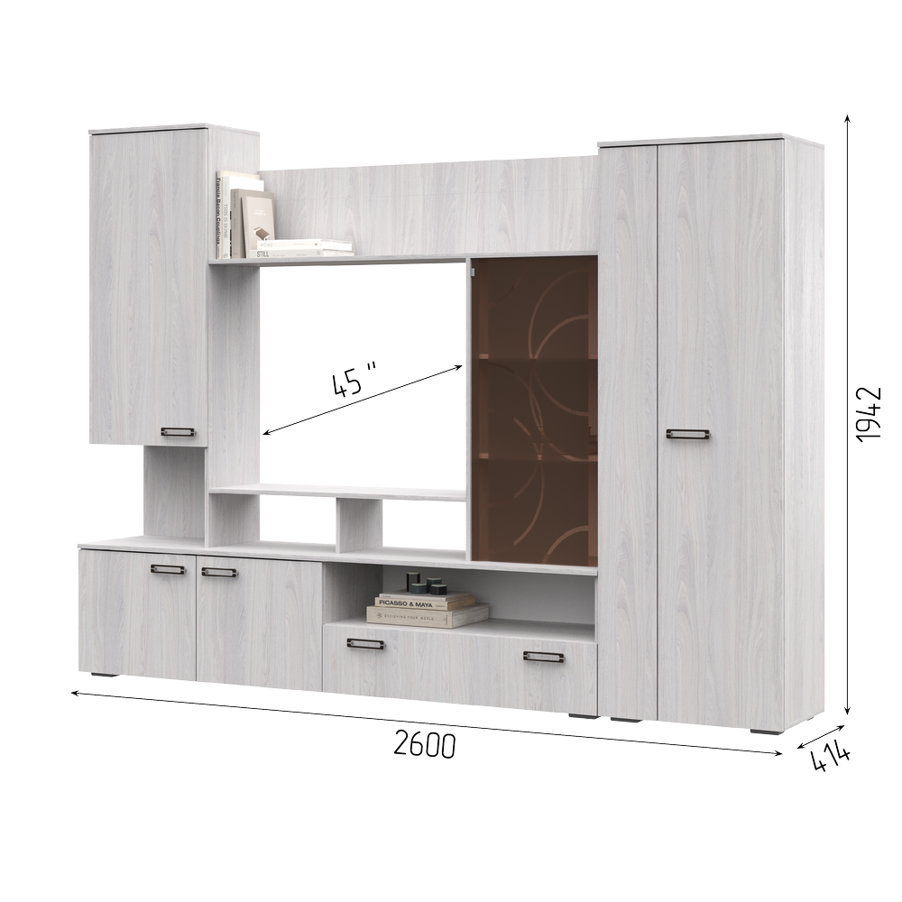 Гостиная СИЕНА (2,6х1,942х0,414/ТВ 1,0х0,777) АНКОР/АНКОР