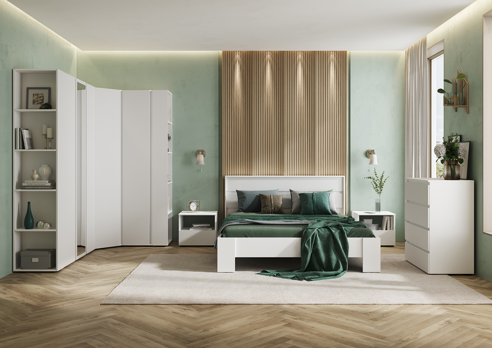 ХЕЛЕН КМ 02 Комод 802 4 ящика (0,802х0,958х0,460)ФАСАД БЕЛЫЙ/КОРПУС БЕЛЫЙ