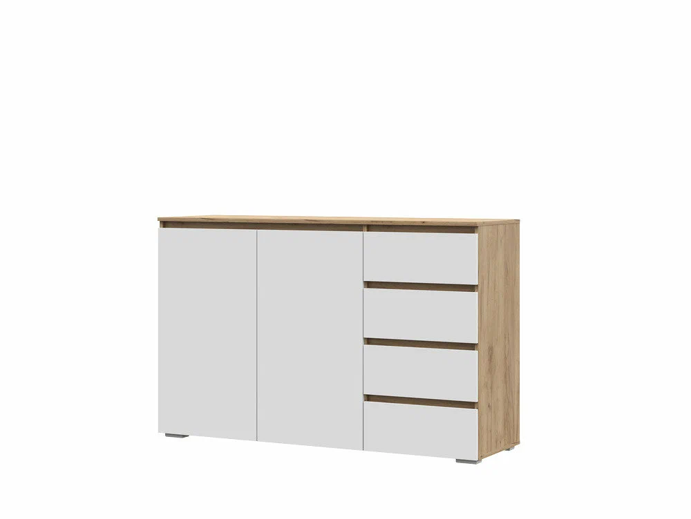 ХЕЛЕН КМ 06 Комод 4 ящика (1502х958х460) Фасад БЕЛЫЙ/Корпус ДУБ КРАФТ ЗОЛОТО