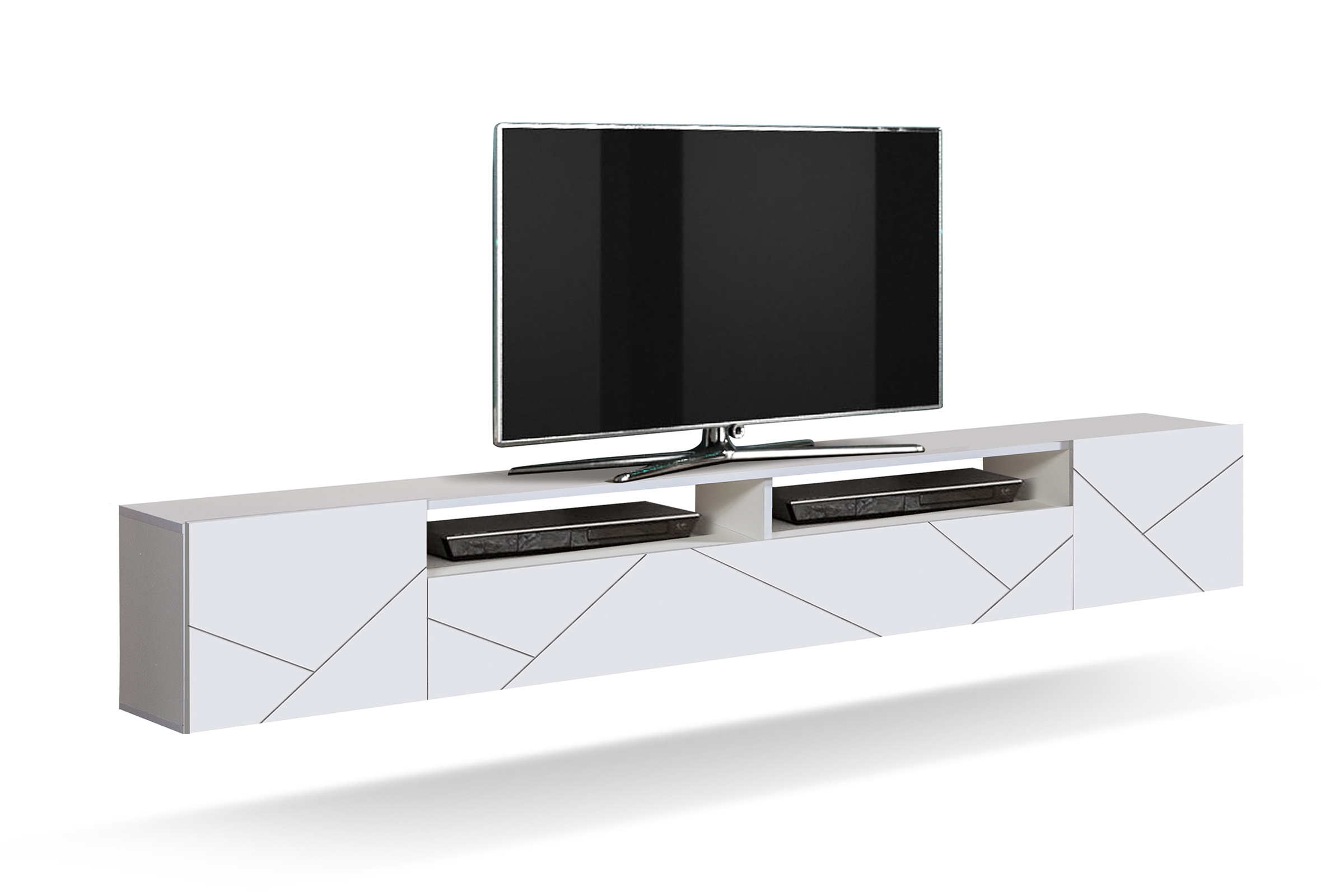 Тумба "Прага" (фасад ПВХ с фрезеровкой) (белый / софт белый)