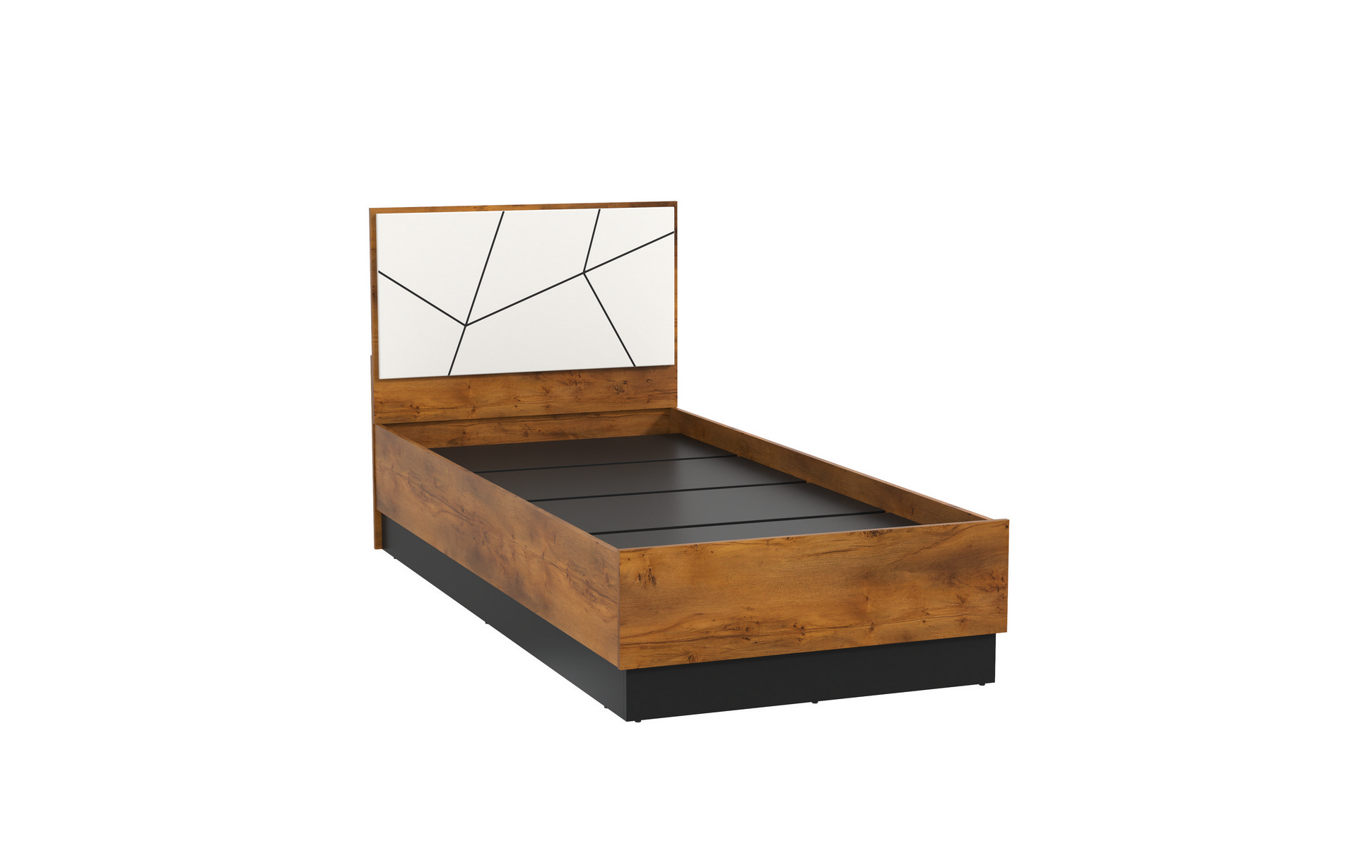 54.17 Кровать одинарная "Гамма" (с настилом) (таксония / черный / белый) (ш.900)