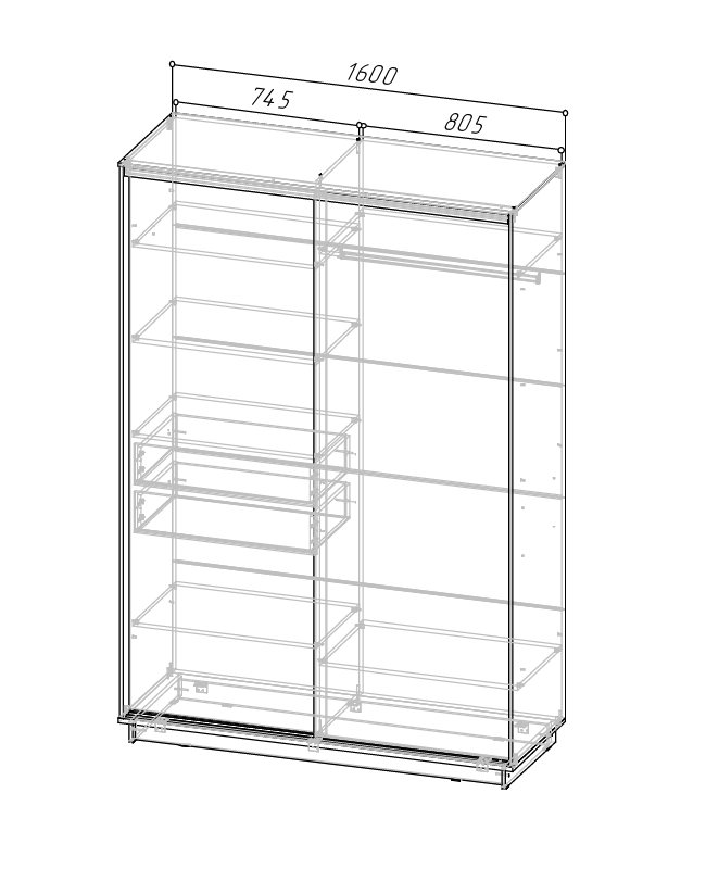 Шкаф-купе СТОУН Зеркало 1600