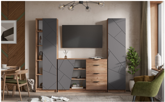 ОРЕГОН ШК 01 Шкаф 500 (500х2100х400)Фасад МДФ АСФАЛЬТ СУПЕРМАТ/Корпус ДУБ КРАФТ ТАБАЧНЫЙ