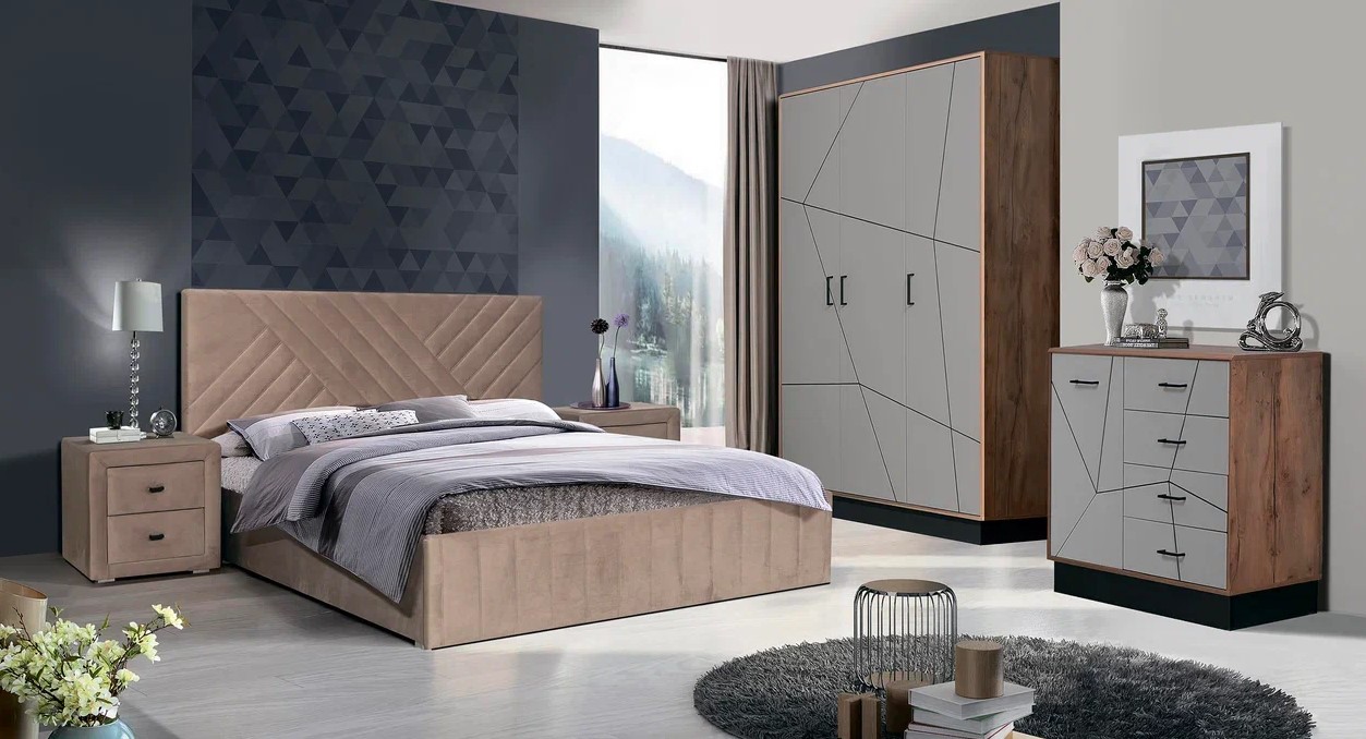 54.01-01 Шкаф-пенал "Гамма" (правый) (Таксония / Грей)