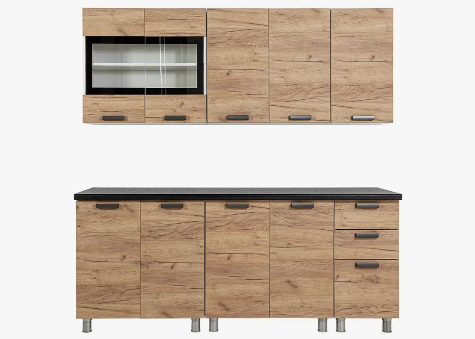 2,00 "Крафт" дуб золотой крафт  со столешн 2,0 Черный Янтарь