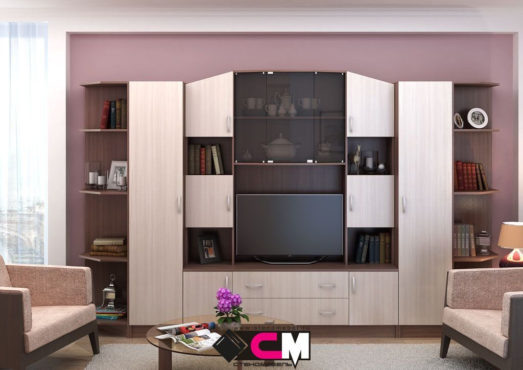 Гостиная МАКАРЕНА ЛДСП ПН 301 пенал (0,4х1,908х0,44) фасад БЕЛФОРТ/корпус ВЕНГЕ