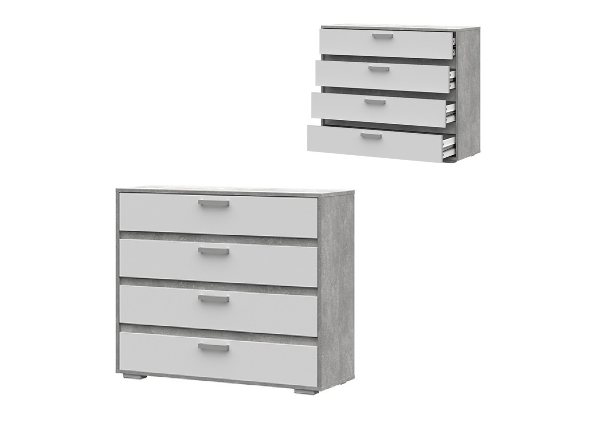 ДЕНВЕР КМ 01 Комод (995х836х354) Фасад БЕЛЫЙ/Корпус АТЕЛЬЕ СВЕТЛЫЙ