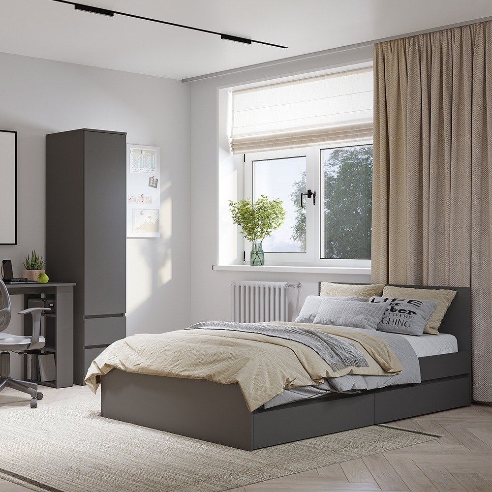 "Симпл" Кровать 1,20 КР-07 Графит