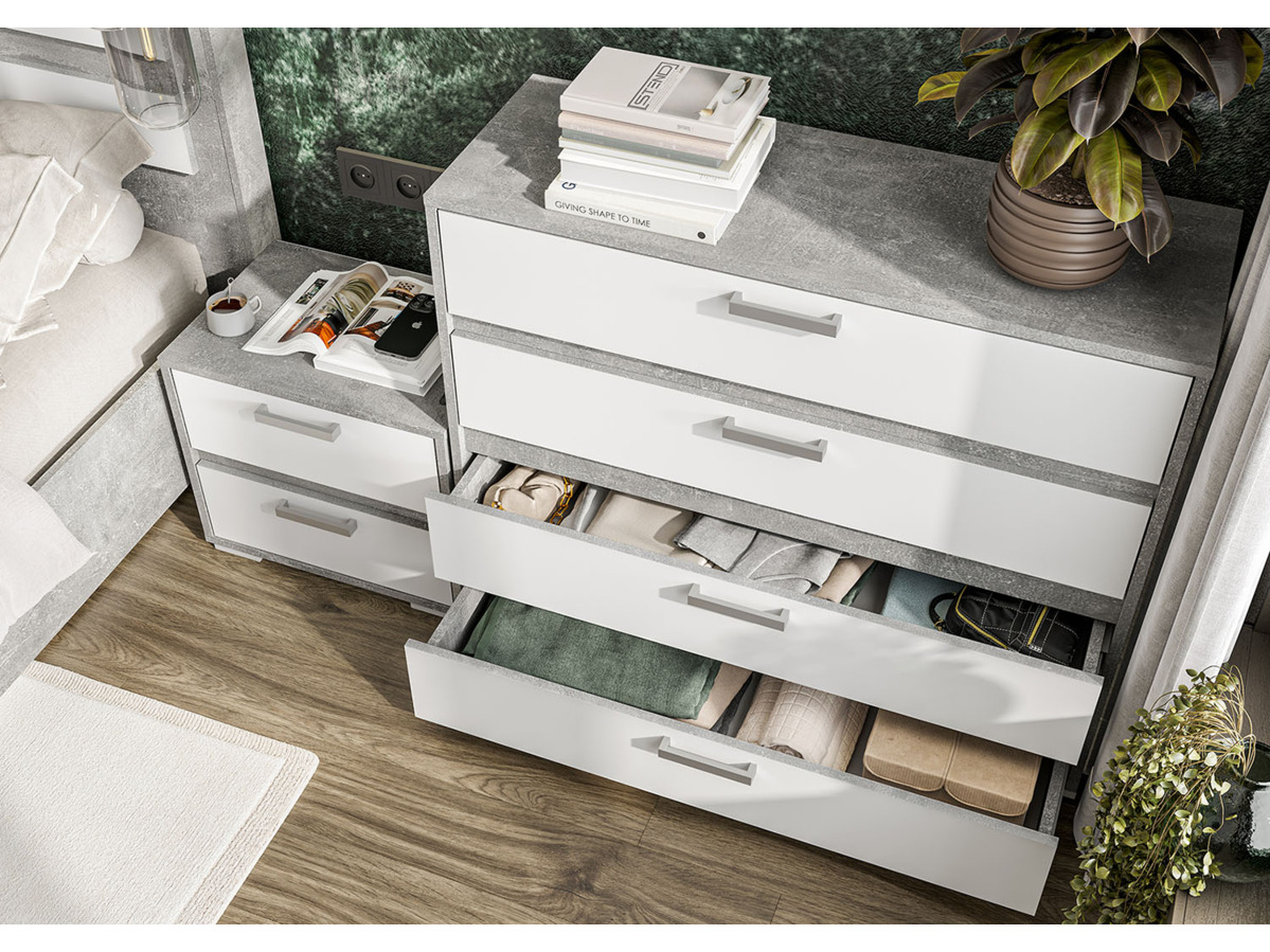 ДЕНВЕР КМ 01 Комод (995х836х354) Фасад БЕЛЫЙ/Корпус АТЕЛЬЕ СВЕТЛЫЙ