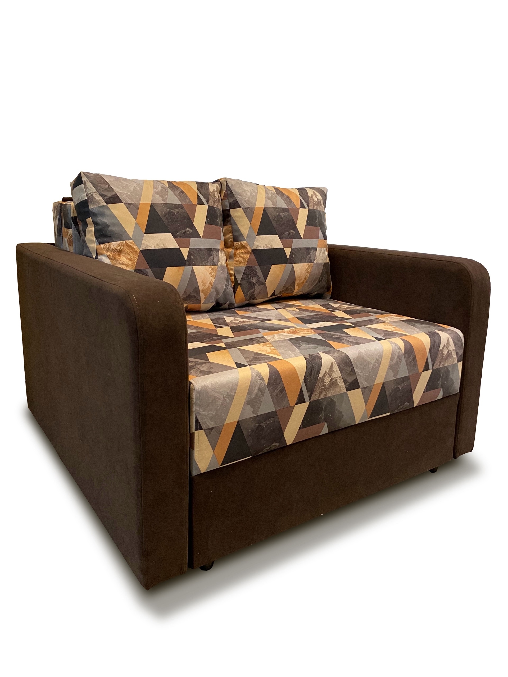 "СМАЙЛ" Диван-кровать прямой 1200*1110*820 (СМ 1000) (Коричневый + компаньон)