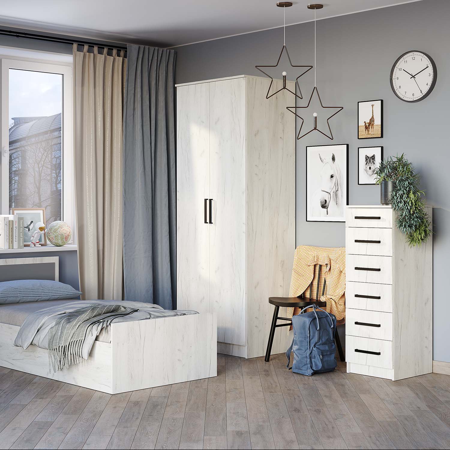 "Фиеста" комод 400 дуб крафт белый						