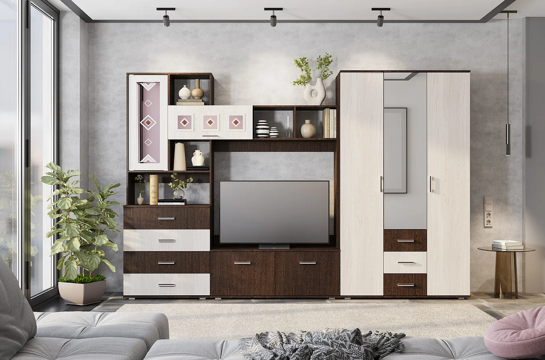 "Белла" Шкаф 3-х ств. Венге/Ясень белый  