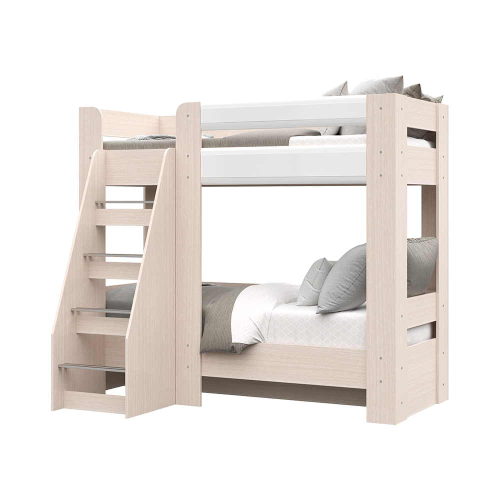 Спальня СИМБА кровать двухъярусная (1,976х1,7х1,36) фасад МДФ БЕЛЫЙ ГЛЯНЕЦ/корпус БЕЛФОРТ