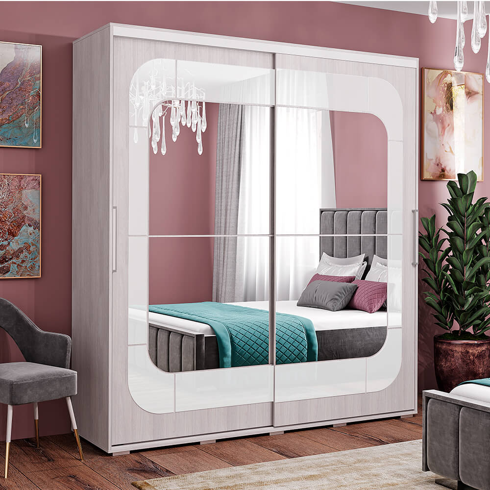 Шкаф-купе "Крафт-7" (1962х2176х591) ясень белый  