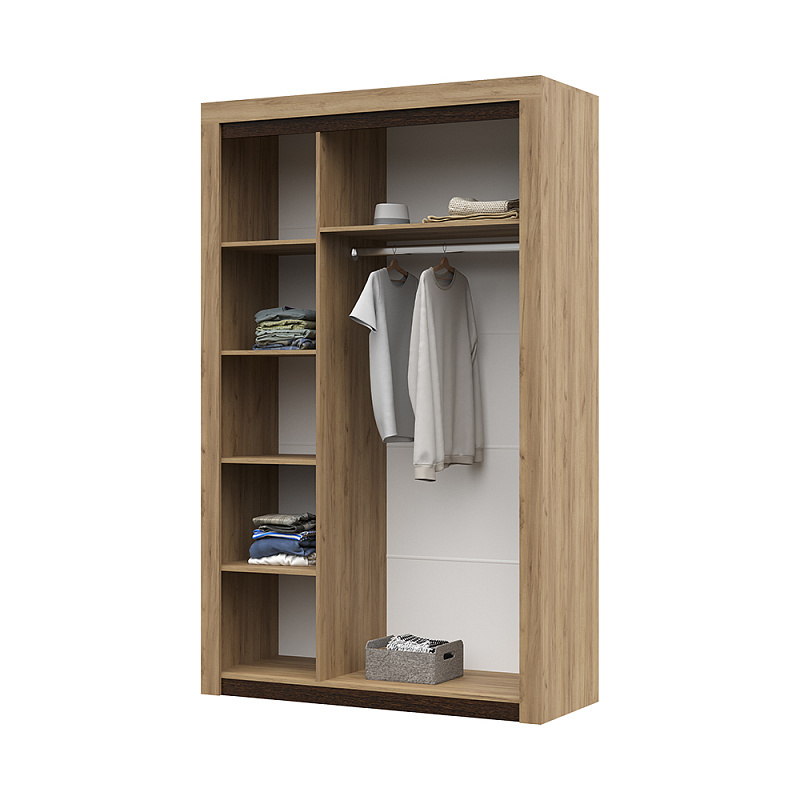 Спальня ПАОЛА ШК 702 (1376х2200х532 мм) МДФ ВЕНГЕ/ДУБ КРАФТ ЗОЛОТО