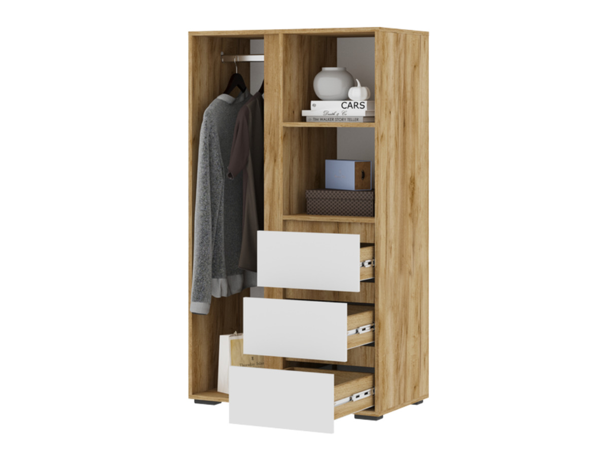 ХЕЛЕН ШК 03 Шкаф (0,802х1,414х0,460)ФАСАД БЕЛЫЙ/КОРПУС ДУБ КРАФТ ЗОЛОТО