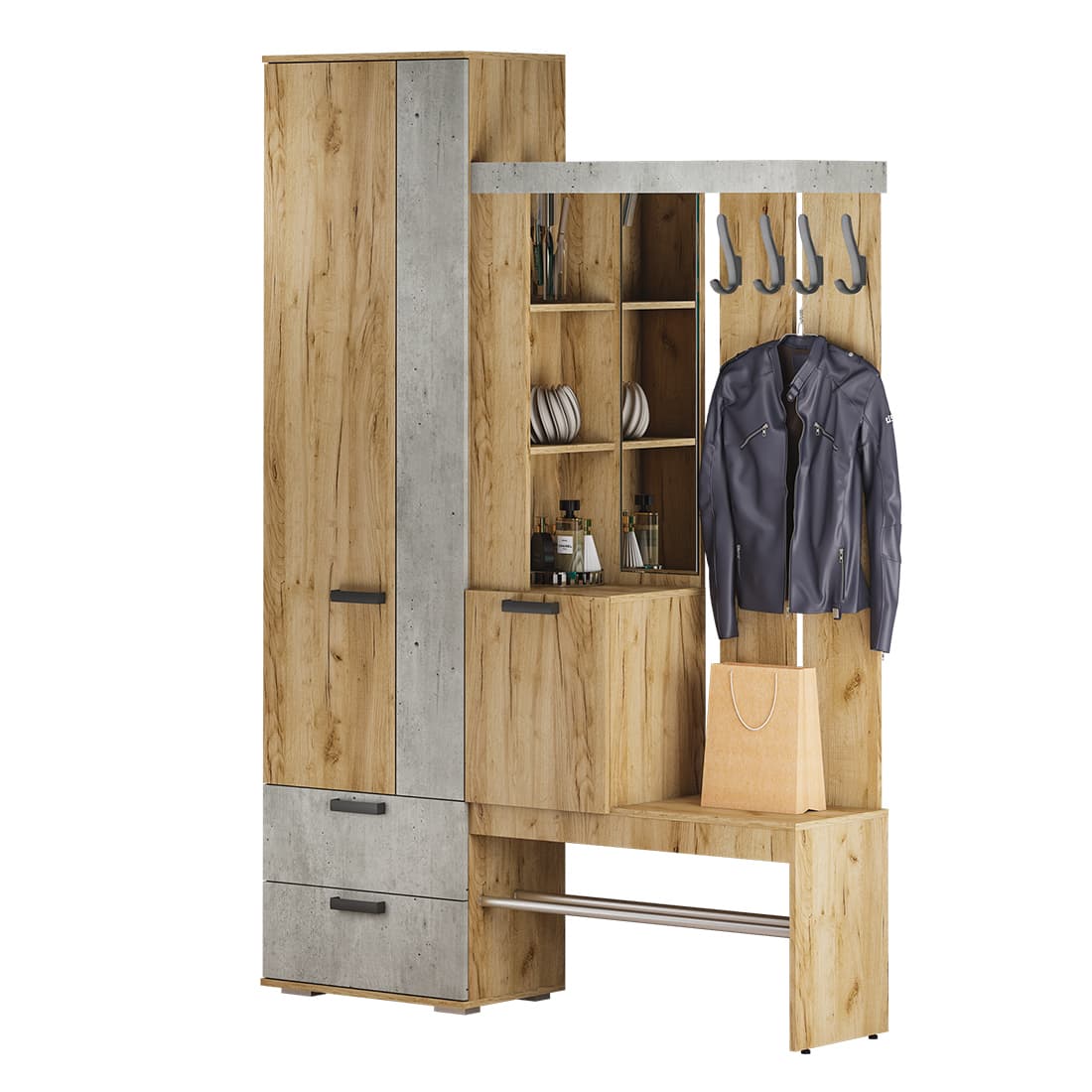 "ТРАМП" Прихожая Крафт/Бетон.