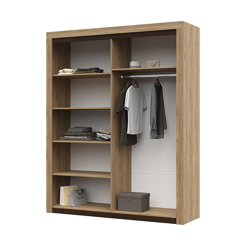 Спальня ПАОЛА ШК 703 (1780х2200х532 мм) МДФ ВЕНГЕ/ДУБ КРАФТ ЗОЛОТО