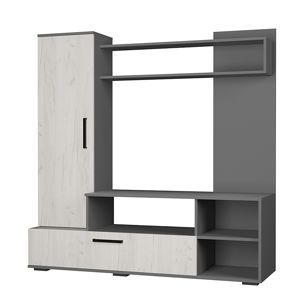 "Евро-2" Гостиная Графит/дуб крафт белый