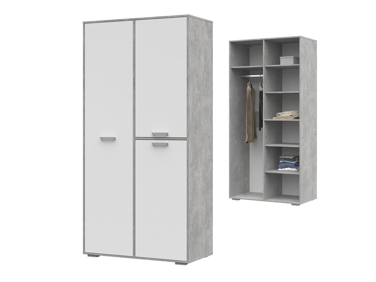 ДЕНВЕР ШК 01 Шкаф (1000 х2020х504) Фасад БЕЛЫЙ/Корпус АТЕЛЬЕ СВЕТЛЫЙ