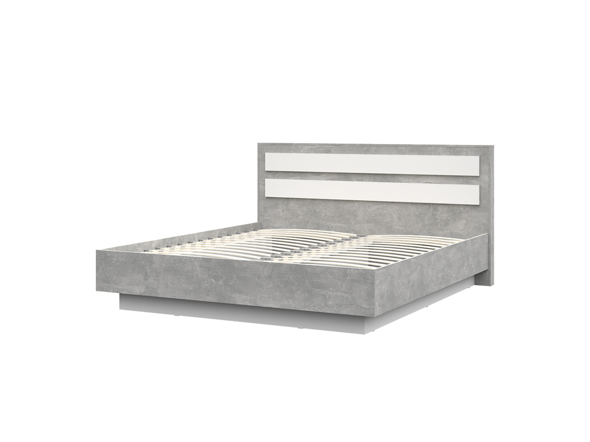 ДЕНВЕР КР 03 Кровать 1,8х2,0  (1872х990х2100) Фасад БЕЛЫЙ/Корпус АТЕЛЬЕ СВЕТЛЫЙ