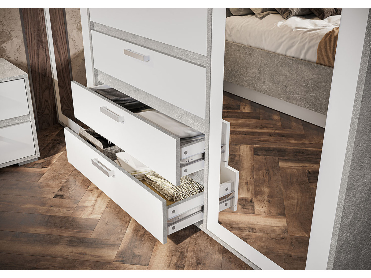 ДЕНВЕР ШК 02 Шкаф с зеркалом (1800 х2020х504) Фасад БЕЛЫЙ/Корпус АТЕЛЬЕ СВЕТЛЫЙ