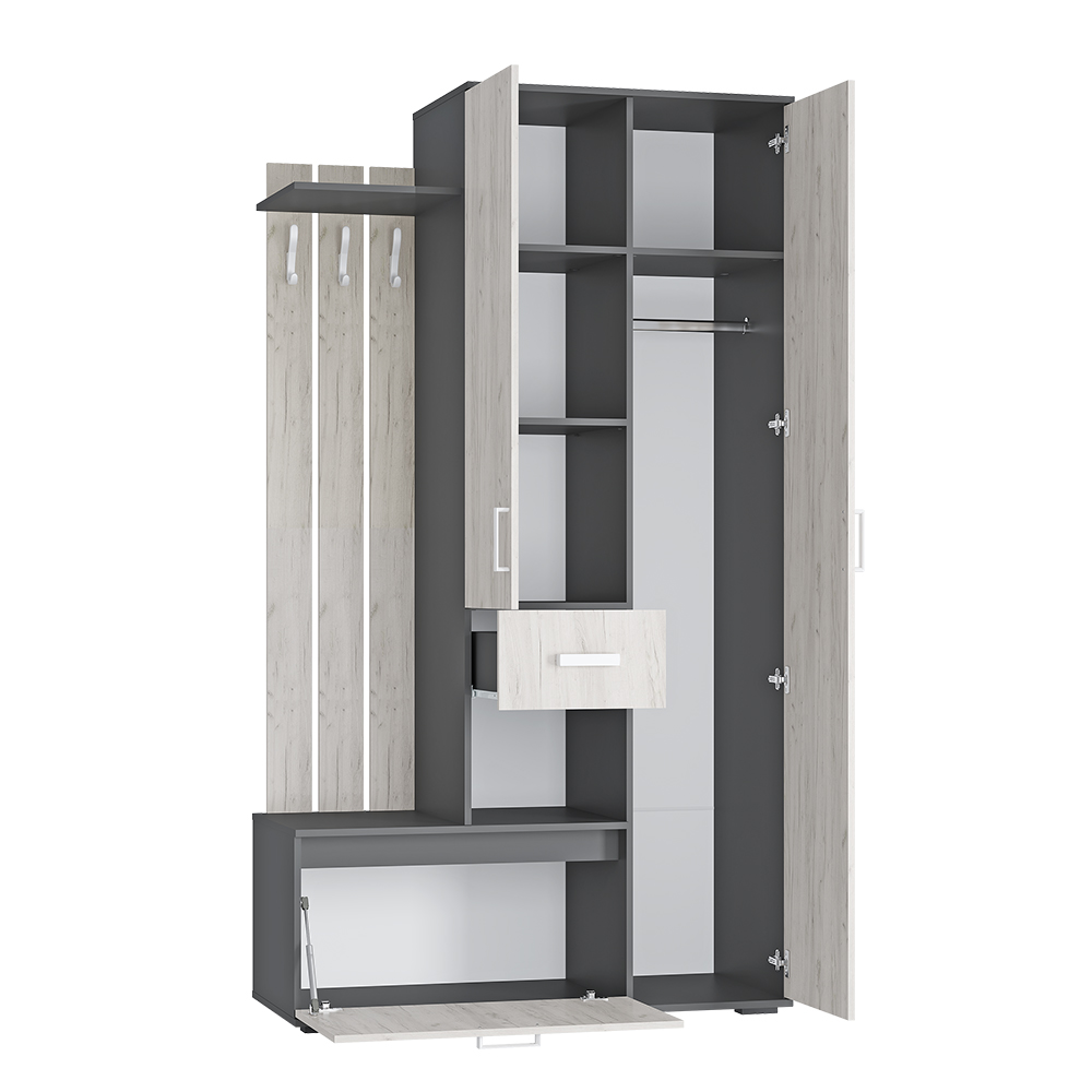 "Лира" Прихожая 1,20 Графит/дуб крафт