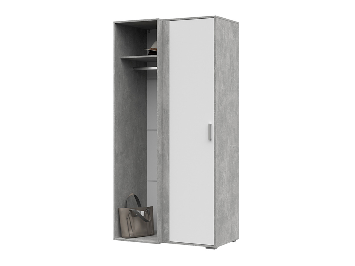 ДЕНВЕР ШК 04 Шкаф (1000 х2020х574) Фасад БЕЛЫЙ/Корпус АТЕЛЬЕ СВЕТЛЫЙ СНЯТО