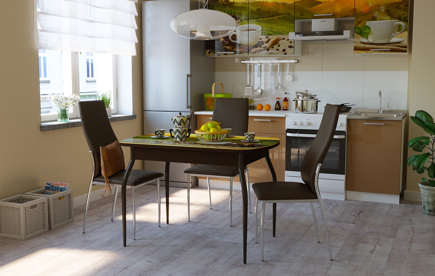 "Грация 1,1" ЯЩИК Стол НЕ  раздвижной 1,10 х 0,7 Хром (Венге) Опора изогнутая 