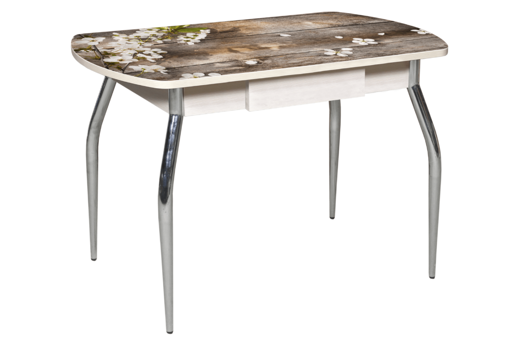 "Грация 1,1" ЯЩИК Стол НЕ  раздвижной 1,10 х 0,7 Хром (Венге) Опора изогнутая 