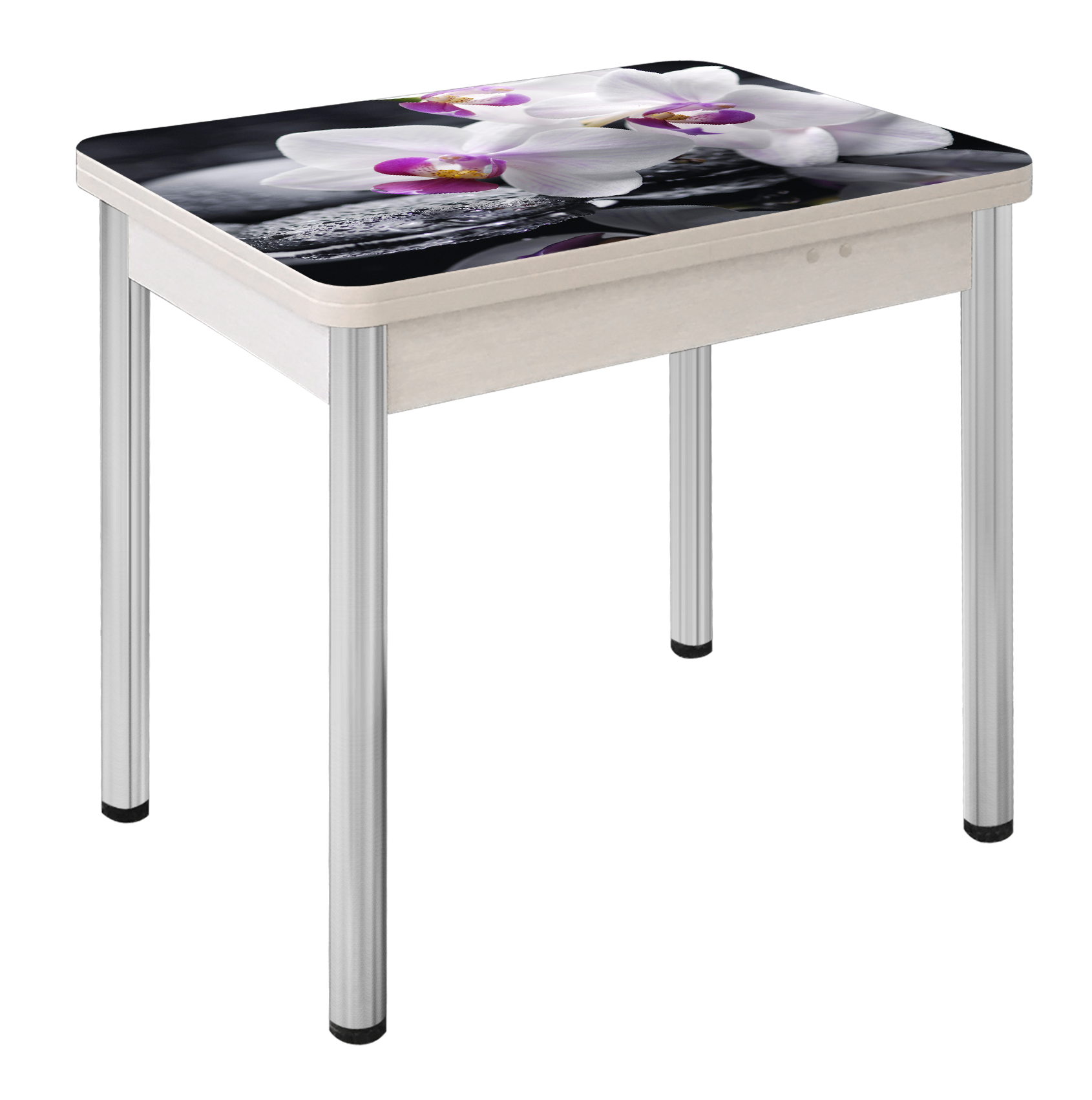 Стол "НИКА 1,2" поворотно-раскладной фотопечать (0,8*0,6*(1,2*0,8)) опора круглая D 50 Эмаль Белая