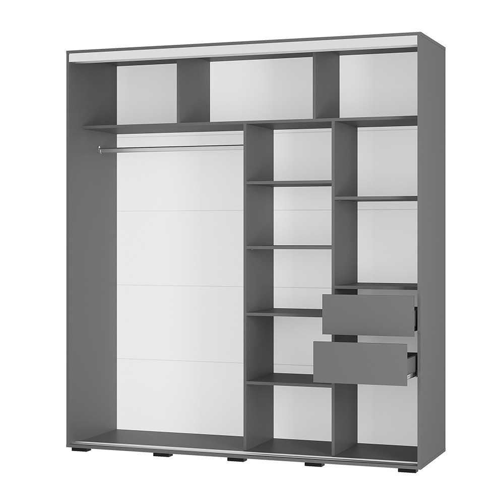 Шкаф-купе "Крафт-6" (1962х2176х591) ГРАФИТ 