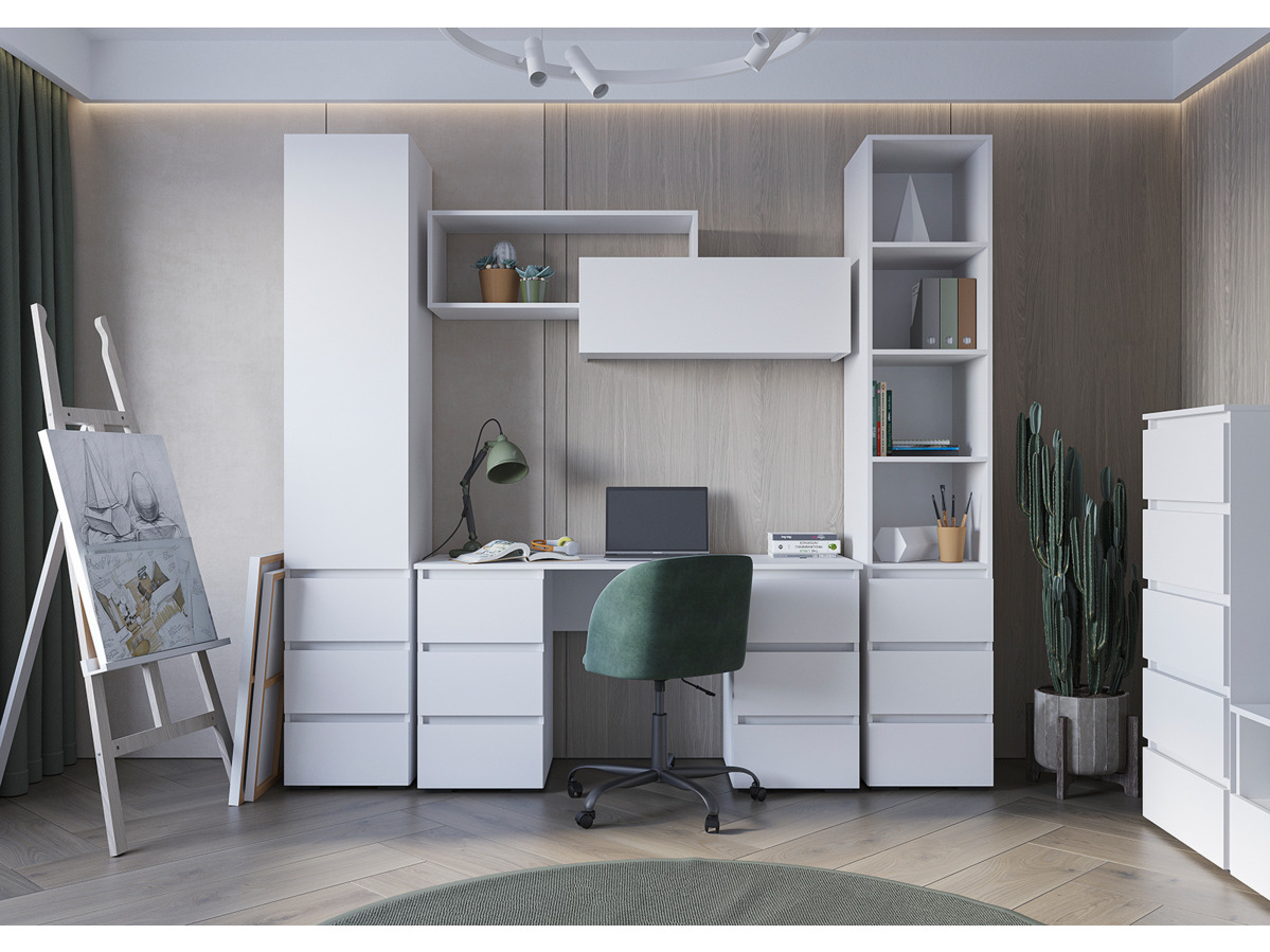 ХЕЛЕН ПН 02 Пенал открытый (0,400х2,100х0,460)Фасад БЕЛЫЙ/Корпус БЕЛЫЙ