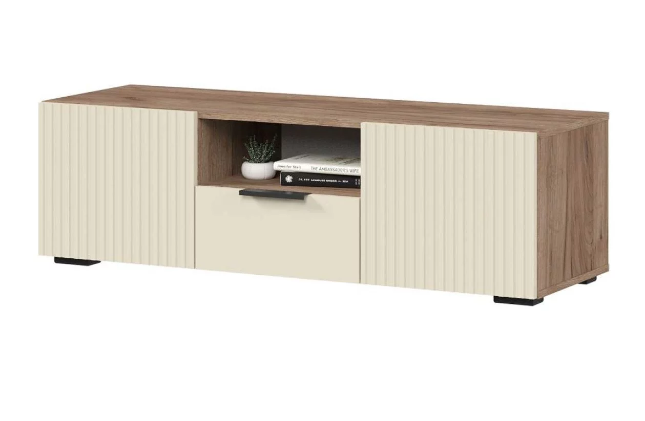 СОНАТА ТВ 01 Тумба ТВ (1200х365х400)Фасад МДФ МОНО КЕРАМИКА/Корпус ДУБ КРАФТ ТАБАЧНЫЙ