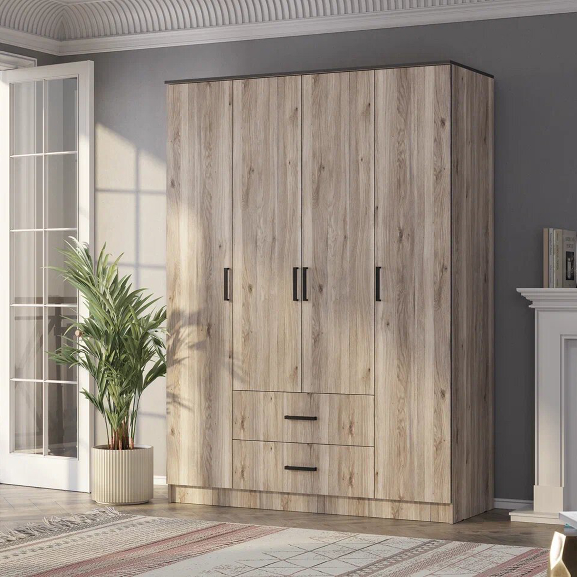 "Титан" шкаф 4-х створчатый Дуб смоки