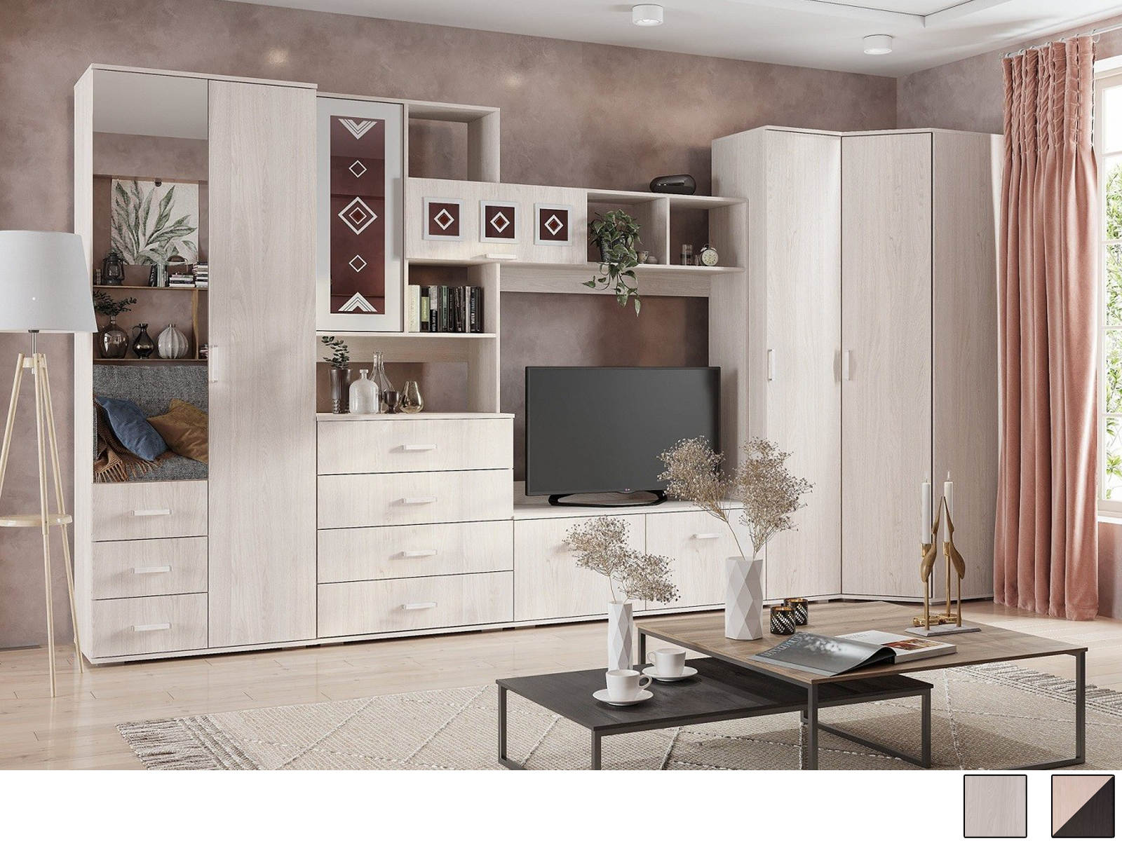 "Белла" Шкаф угловой Ясень белый  