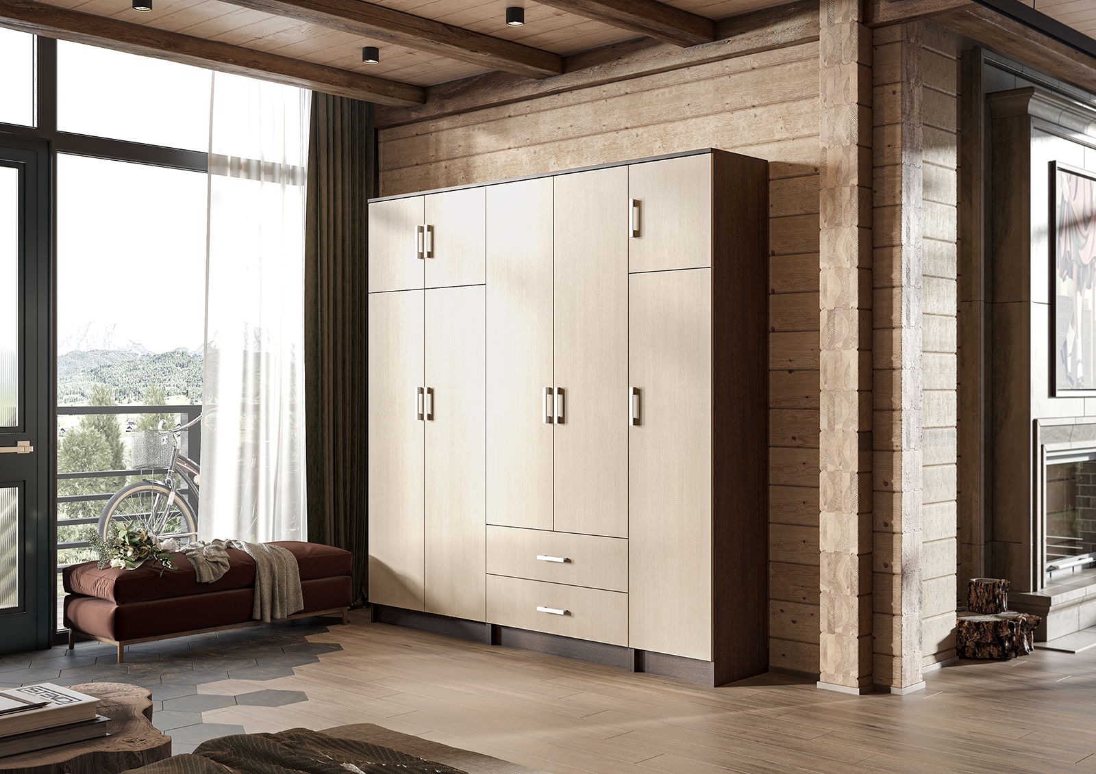 Прихожая МАШЕНЬКА ПН 204 пенал (0,4х2,02х0,376) фасад БЕЛФОРТ/корпус ВЕНГЕ