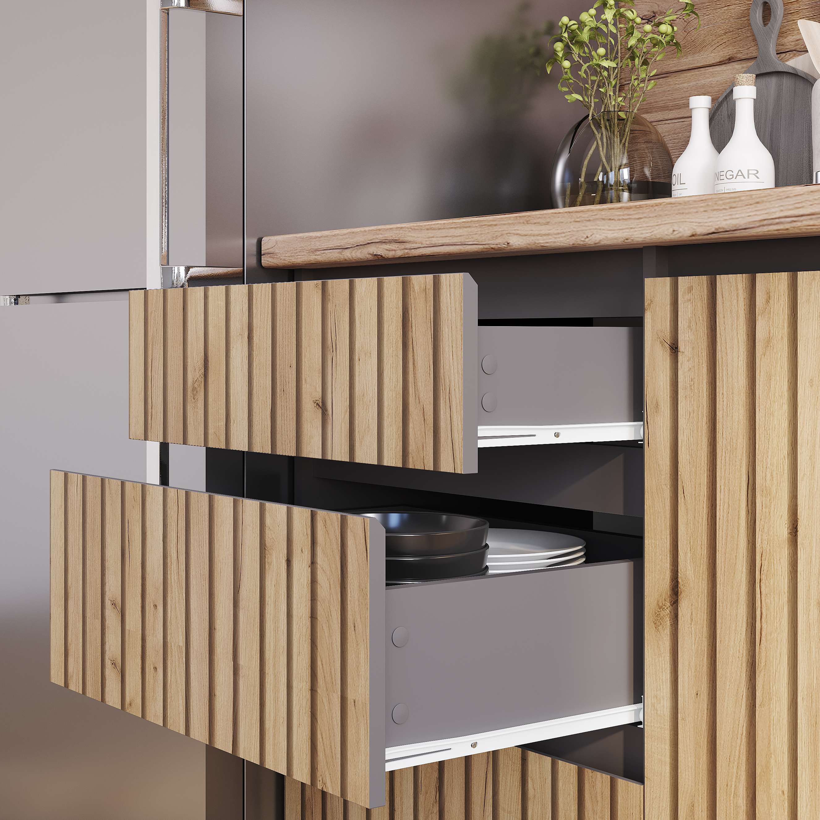 2,00 Кухня "Шерлок" крафт/графит